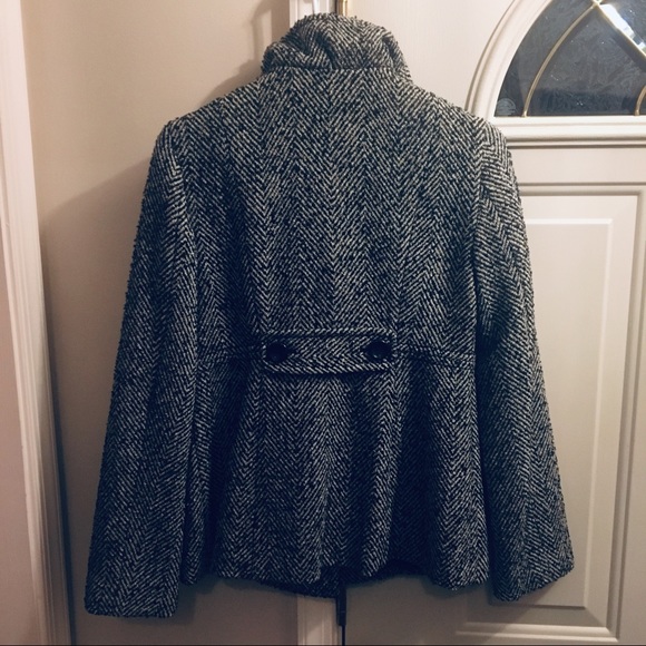 Old Navy- black and white tweed pea coat - Picture 2 of 5